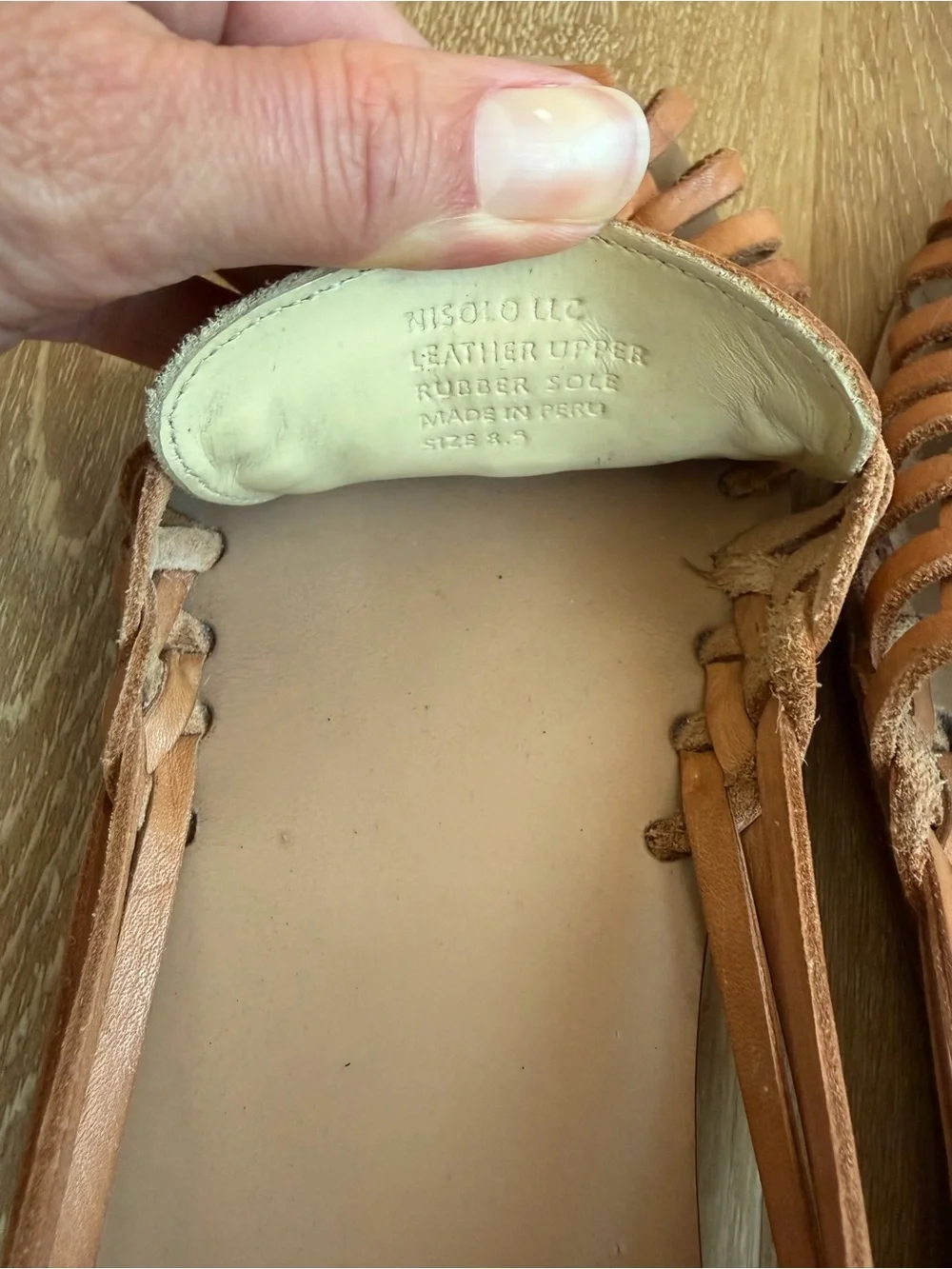 Nisolo Woven Leather Huarache Flats in Cognac Brown
